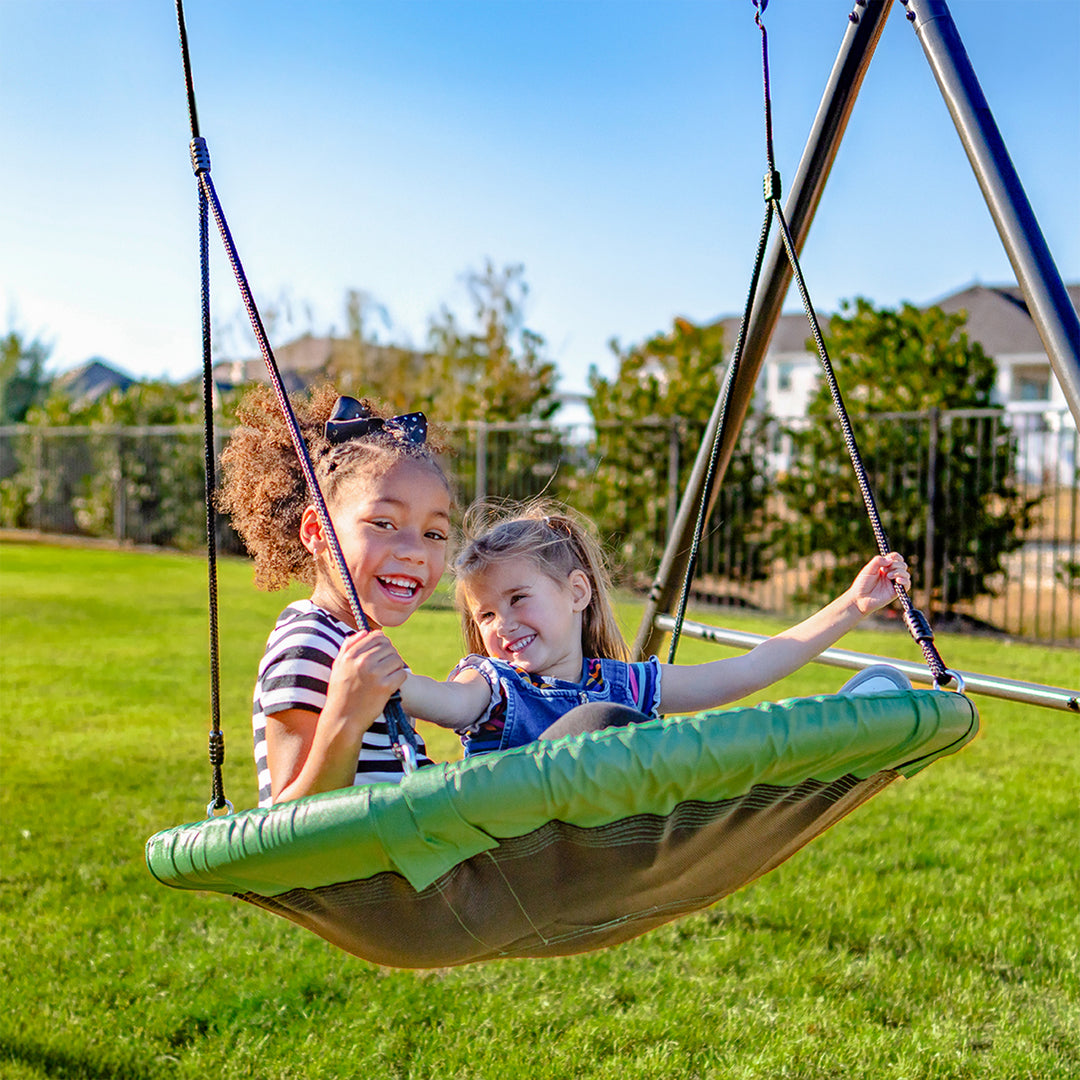 gobaplay Single Swing Set Playground Equipment with FlyMax 40" Round Saucer