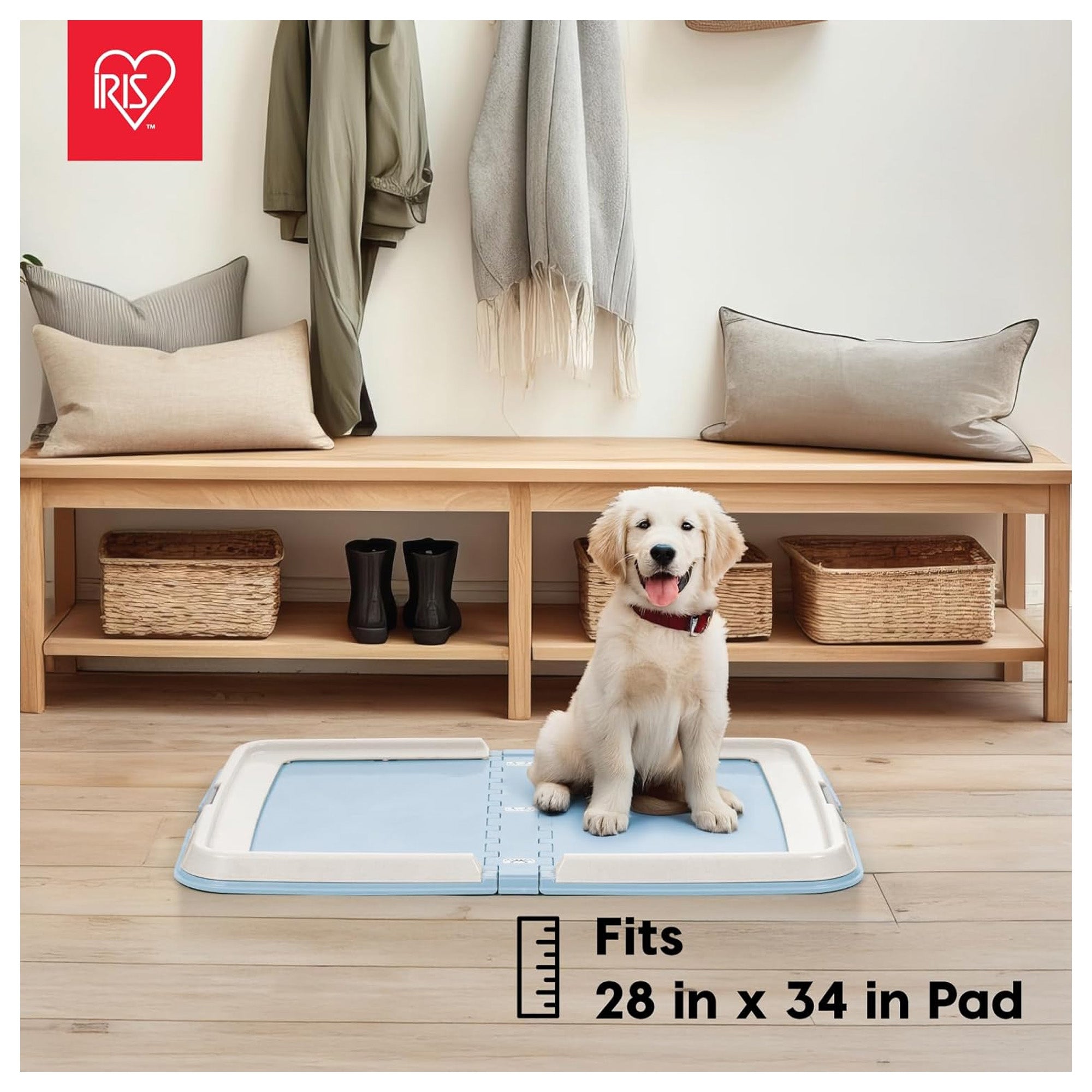 IRIS USA Secure Pee Pad Holder for Large Sized Dogs, Fits 28"x34" Pad (Open Box)