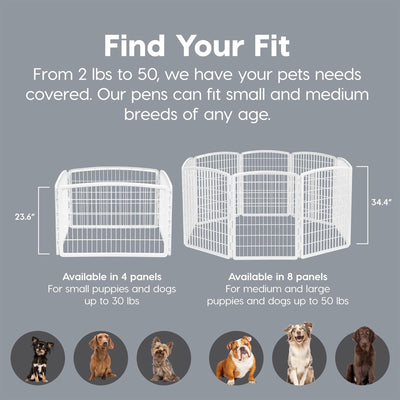IRIS USA 34" Exercise Pet Playpen, Large Plastic Gate W Door for Dogs (Open Box)