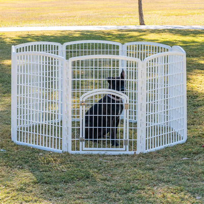 IRIS USA 34" Exercise Pet Playpen, Large Plastic Gate W Door for Dogs (Open Box)