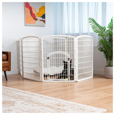 IRIS USA 34" Exercise Pet Playpen, Large Plastic Gate W Door for Dogs (Open Box)