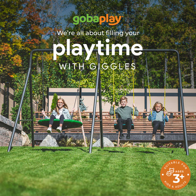 gobaplay Single Swing Set with 6' Frame Extension, Swings, and 40" Round Saucer - VMInnovations