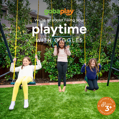 gobaplay Single Swing Set with 8' Frame Extension, Swings, and 40" Round Saucer - VMInnovations