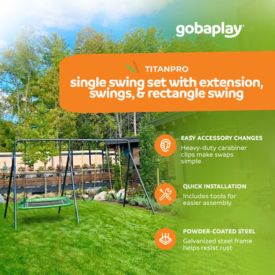 gobaplay Single Swing Playground Set with 6' Frame Extension & Rectangle Swing - VMInnovations