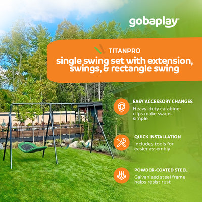 gobaplay Single Swing Playground Set with 6' Frame Extension and Boat Swing - VMInnovations