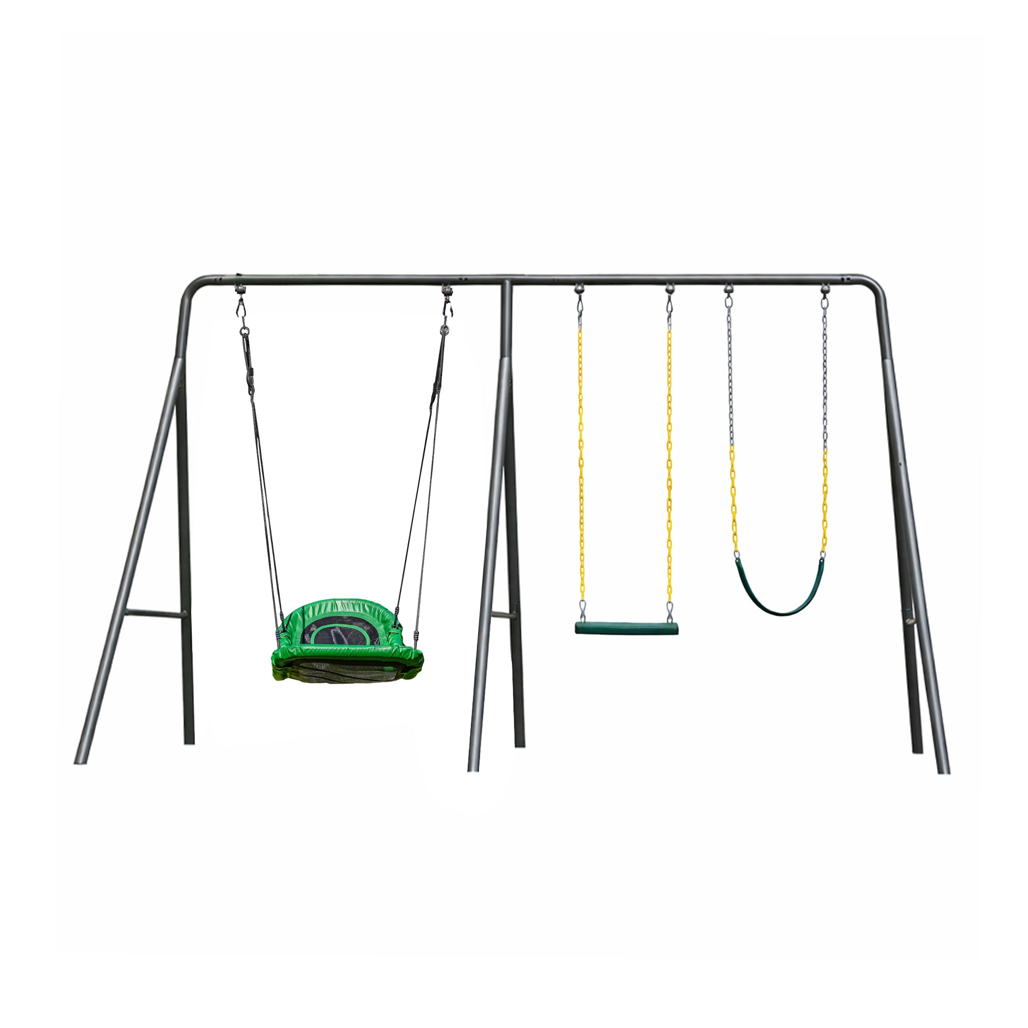 gobaplay Single Swing Playground Set with 6' Frame Extension and Boat Swing - VMInnovations