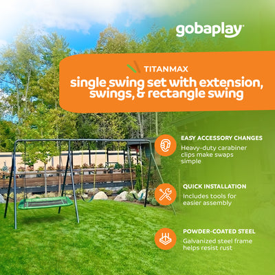 gobaplay Single Swing Playground Set with 8' Frame Extension & Rectangle Swing - VMInnovations