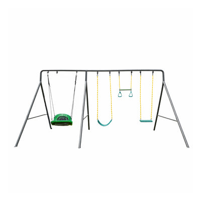 gobaplay Single Swing Playground Set with 8' Frame Extension and Boat Swing