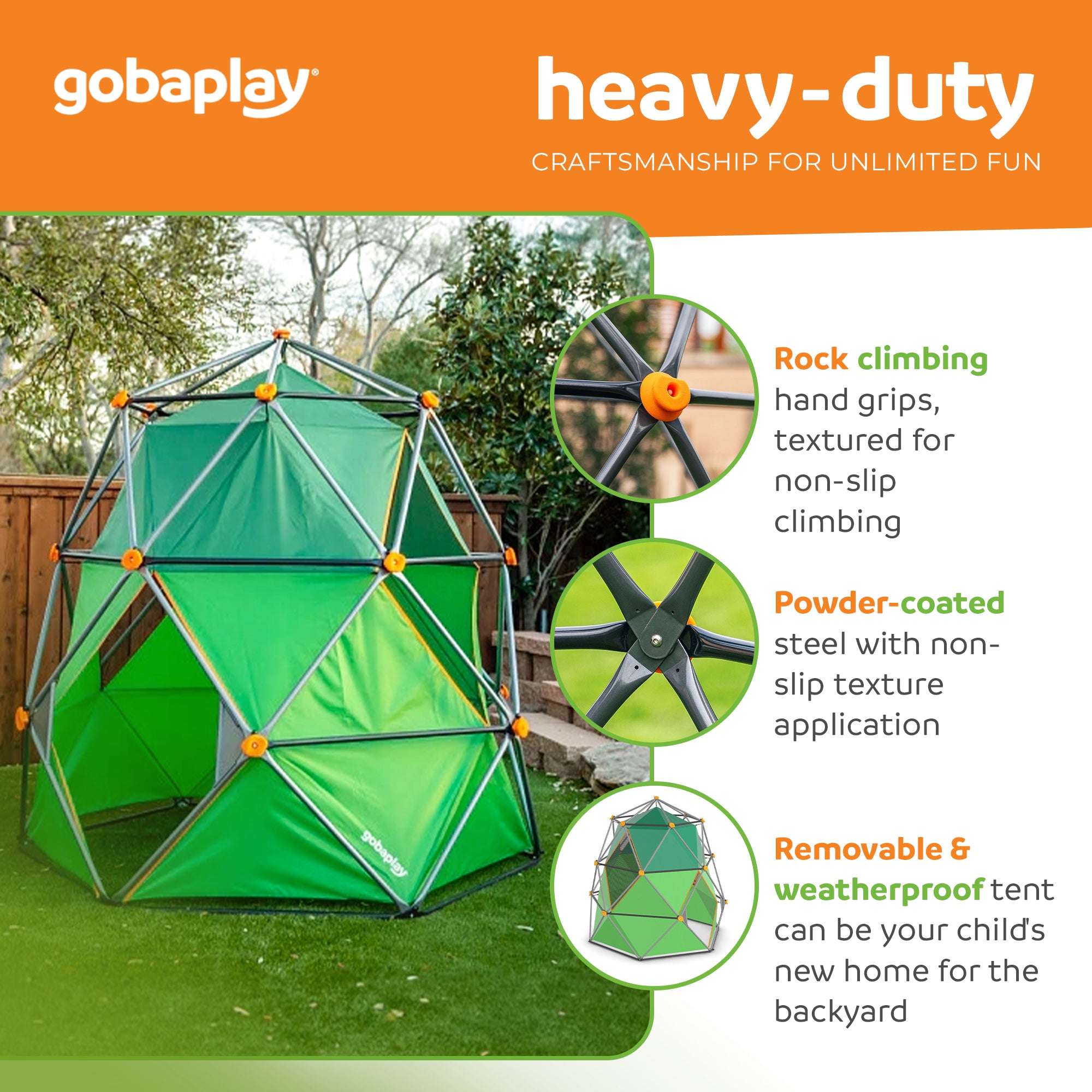 gobaplay SummitPro Climbing Dome, Outdoor Kid Climber with Tent, 600 lb Capacity - VMInnovations