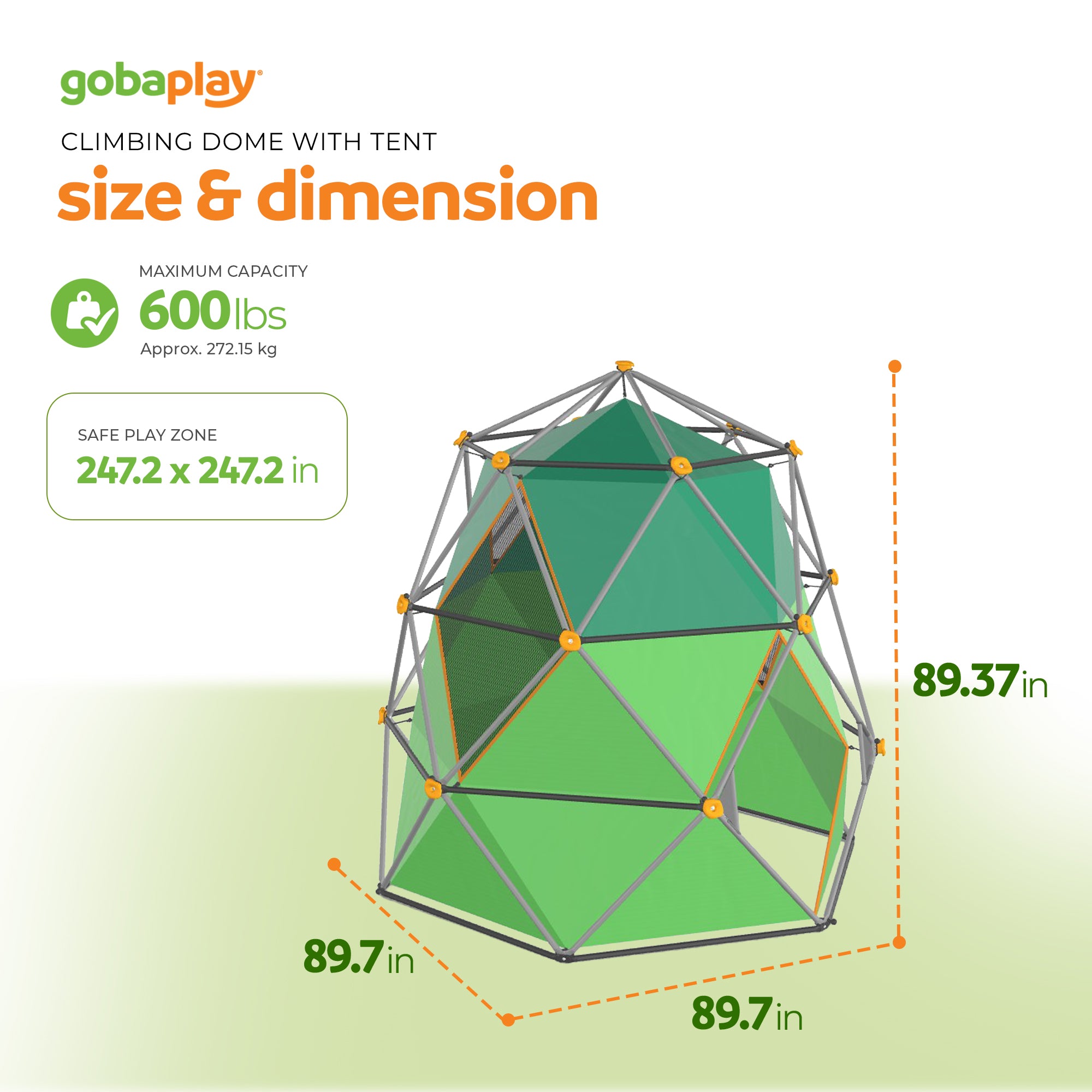 gobaplay SummitPro Climbing Dome, Outdoor Kid Climber with Tent, 600 lb Capacity - VMInnovations