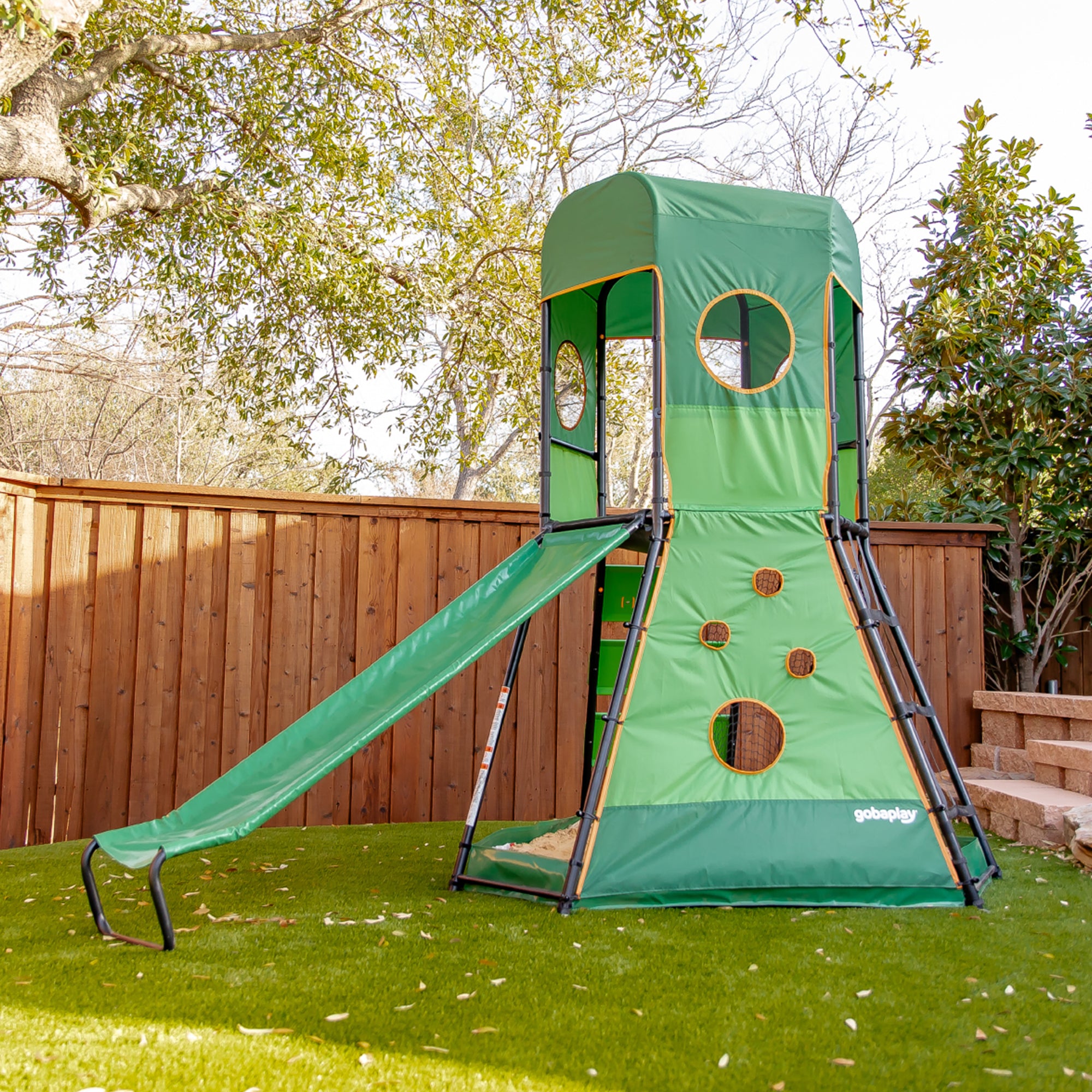 gobaplay SummitPro Climbing Tower, Outdoor Playset with Slide for Kids 6+, Green - VMInnovations