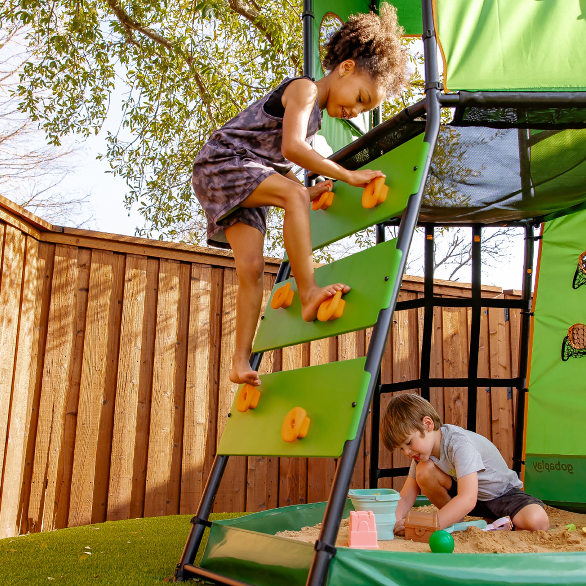 gobaplay SummitPro Climbing Tower, Outdoor Playset with Slide for Kids 6+, Green - VMInnovations
