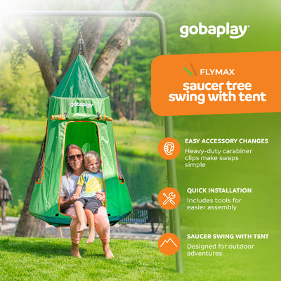 gobaplay Single Swing Set Playground Equipment with FlyMax 39" Swing with Tent