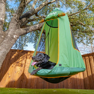 gobaplay Single Swing Set Playground Equipment with FlyMax 39" Swing with Tent