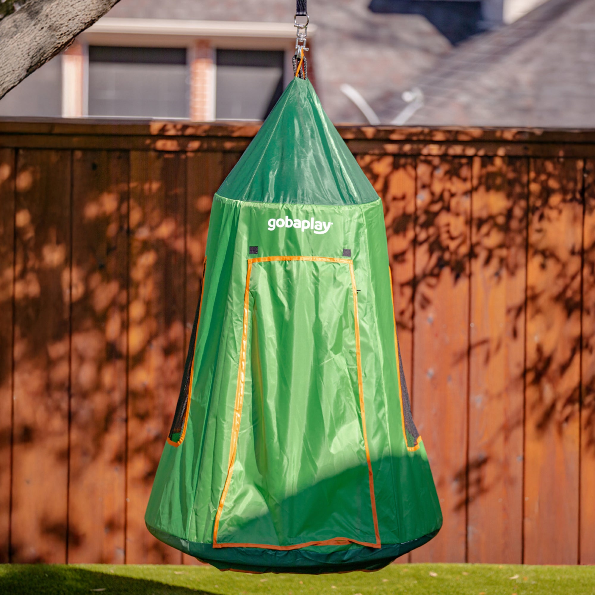 gobaplay Outdoor Frame Playground Equipment w/ 8' Extension & 39" Swing w/ Tent