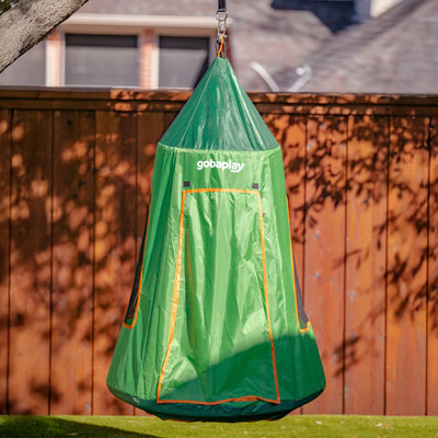 gobaplay Single Swing Set Playground Equipment with FlyMax 39" Swing with Tent