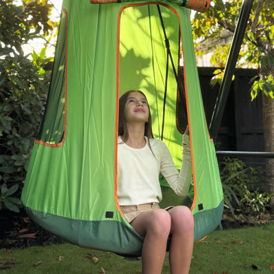 gobaplay FlyMax Saucer Tree Swing w/Tent, 39" Platform for Kids, Green (Used)