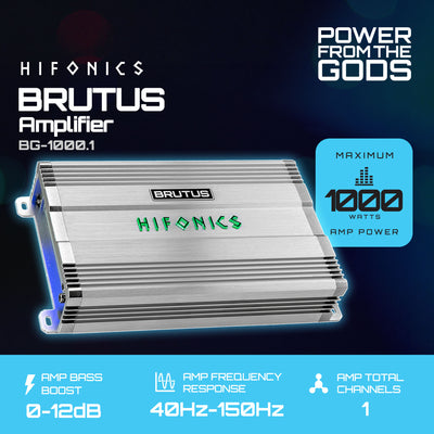Hifonics Brutus BG 1000 Watt Class D Monoblock Amplifier with Built-In UV Meter - VMInnovations