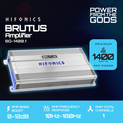 Hifonics Brutus BG 1400 Watt Class D Monoblock Amplifier with Built-In UV Meter - VMInnovations