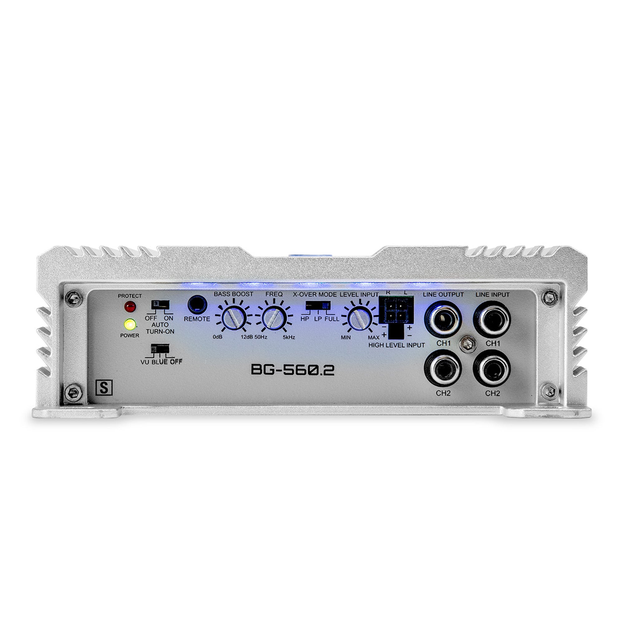 Hifonics Brutus BG 560 Watt 2 Channel Amplifier with Built-In UV Meter, Silver - VMInnovations