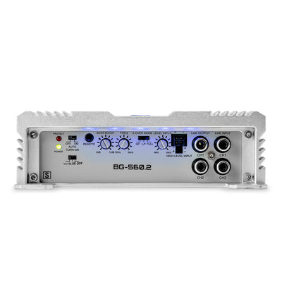 Hifonics Brutus BG 560 Watt 2 Channel Amplifier with Built-In UV Meter, Silver - VMInnovations