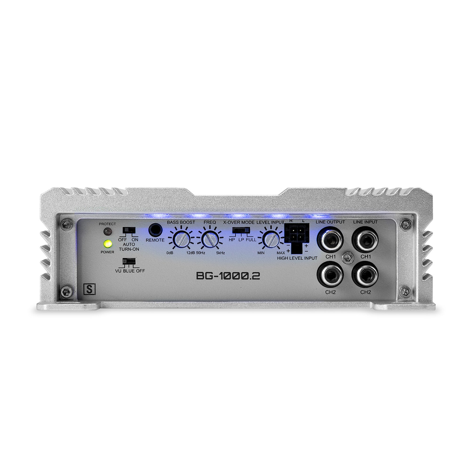 Hifonics Brutus BG 1000 Watt 2 Channel Amplifier with Built-In UV Meter, Silver - VMInnovations