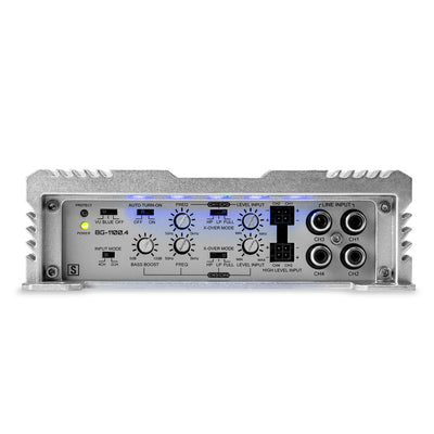 Hifonics Brutus BG 1100 Watt 4 Channel Amplifier with Built-In UV Meter, Silver - VMInnovations