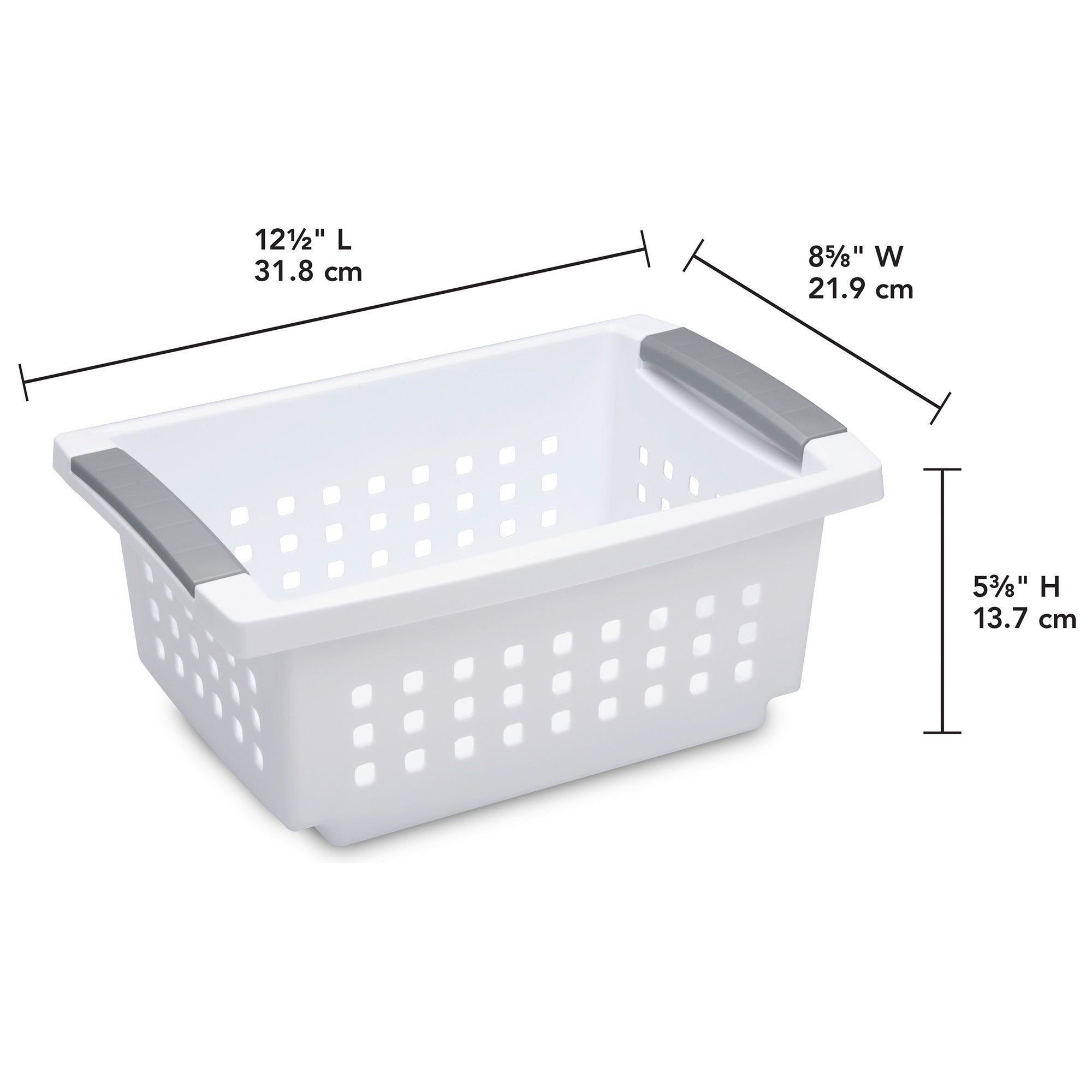 Sterilite Small Stacking Basket, Open Top Storage Bin w/ Handles, 16 Pack, White
