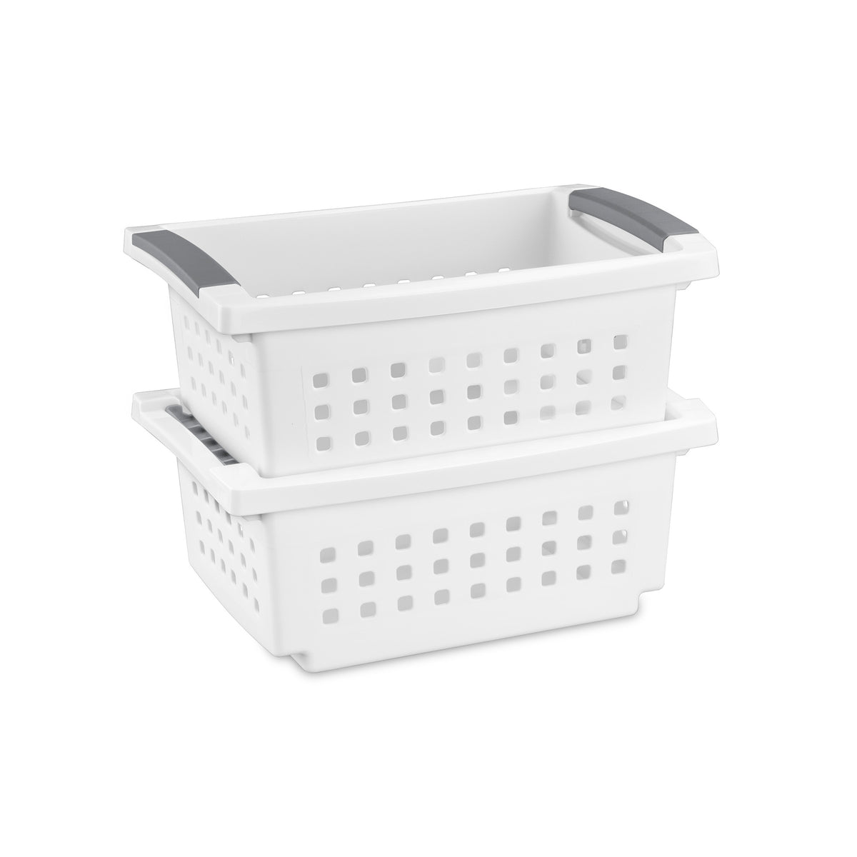 Sterilite Small Stacking Basket, Open Top Storage Bin w/ Handles, 8 Pack, White