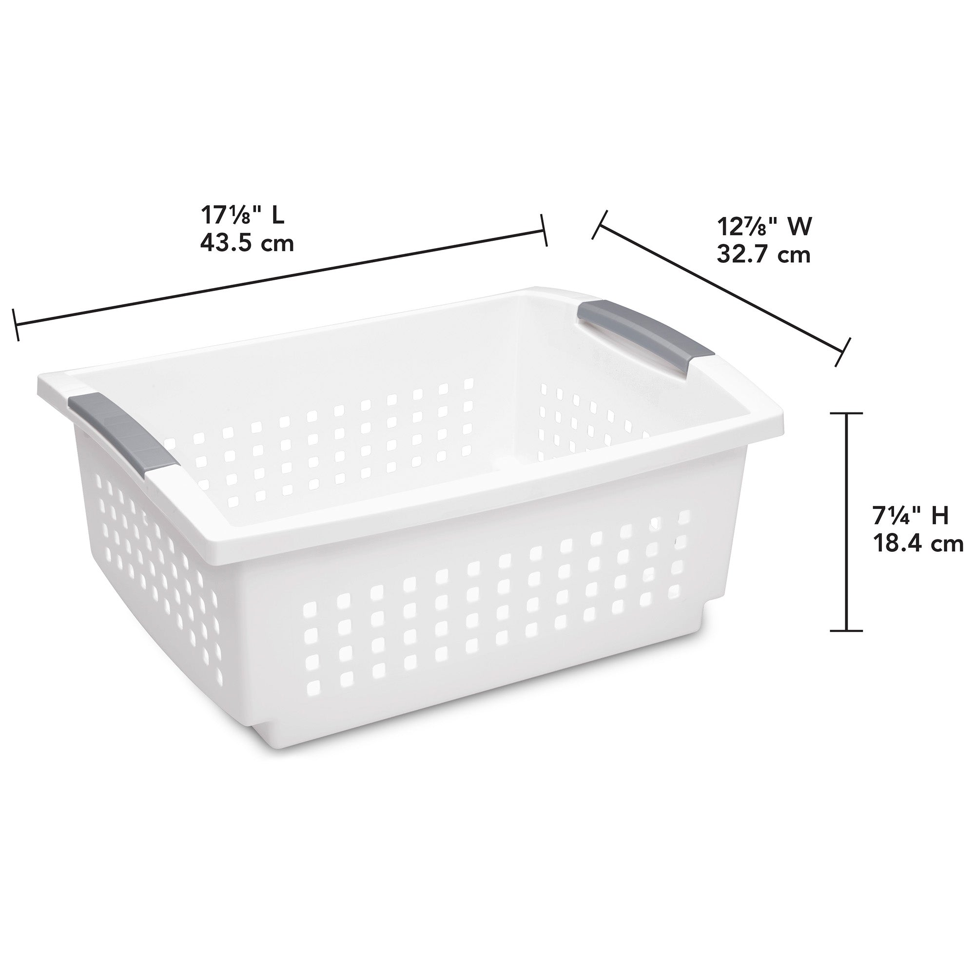 Sterilite Large Stacking Basket, Open Top Storage Bin w/ Handles, 8 Pack, White