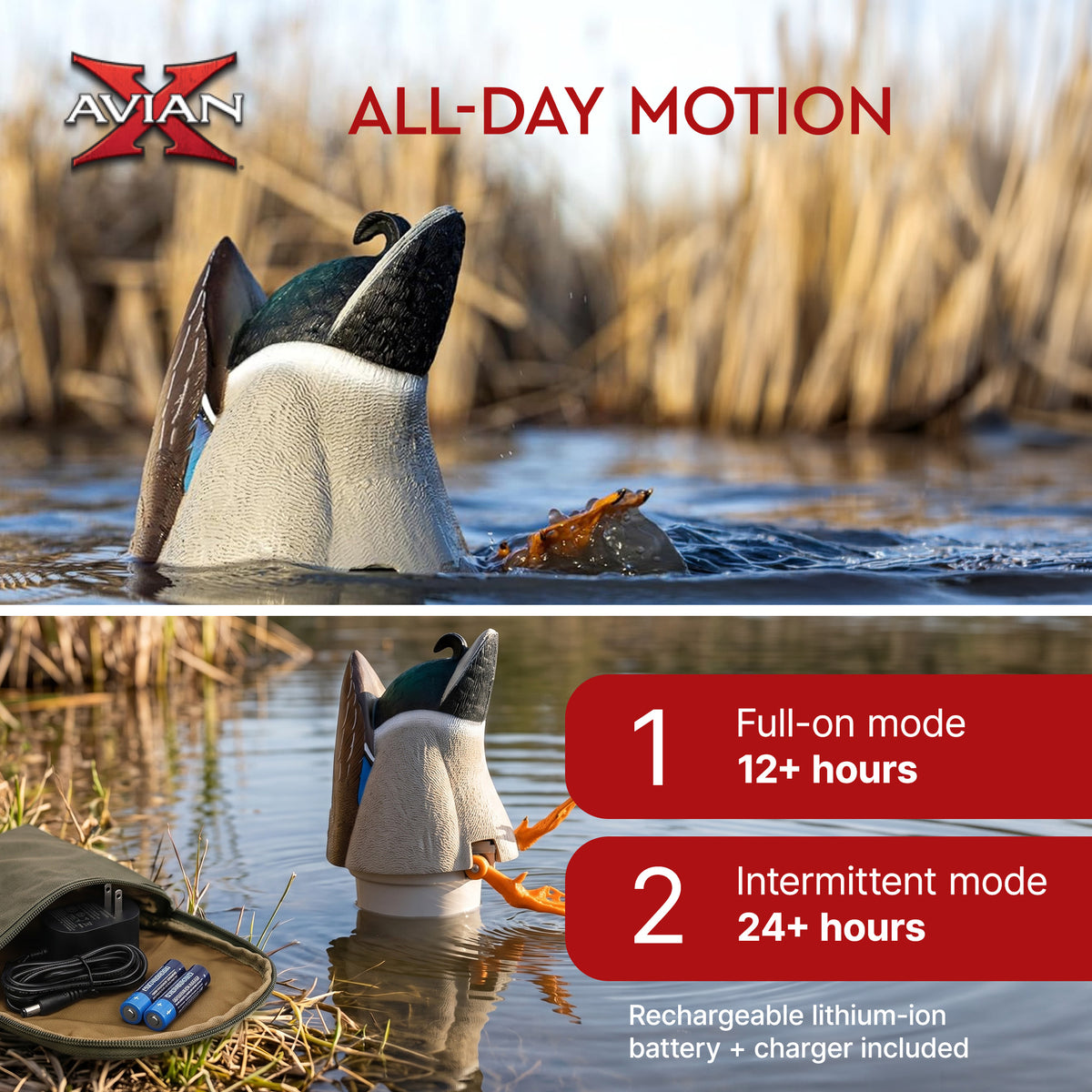 Avian-X Power Butt Kicker Drake Mallard Motion Duck Realistic Floating Decoy