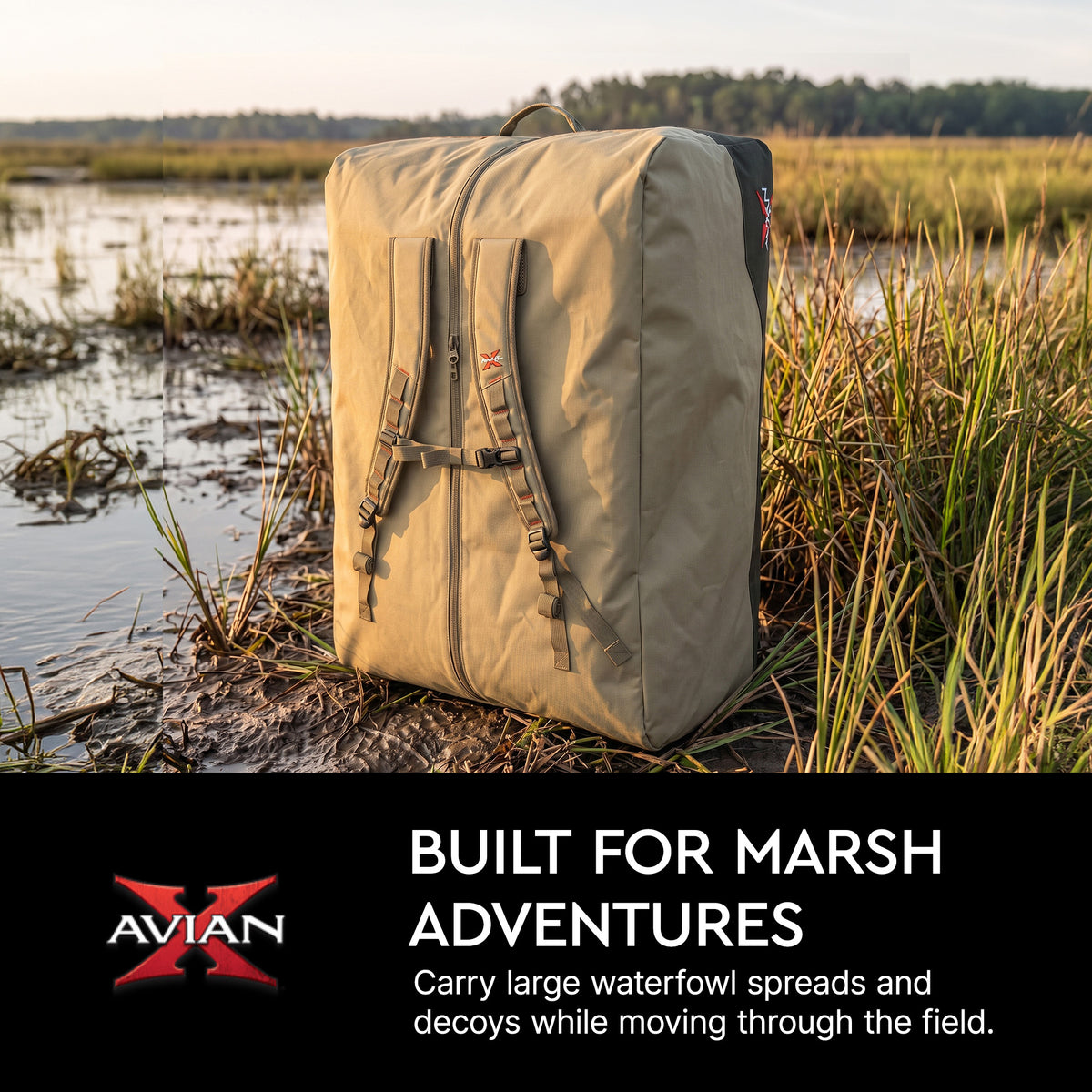 Avian X Floating Duffel Decoy Backpack with 11,500 Cubic Inch Capacity, Tan