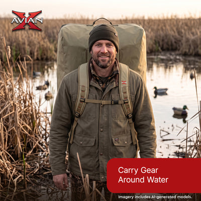 Avian X Floating Duffel Decoy Backpack with 11,500 Cubic Inch Capacity, Tan