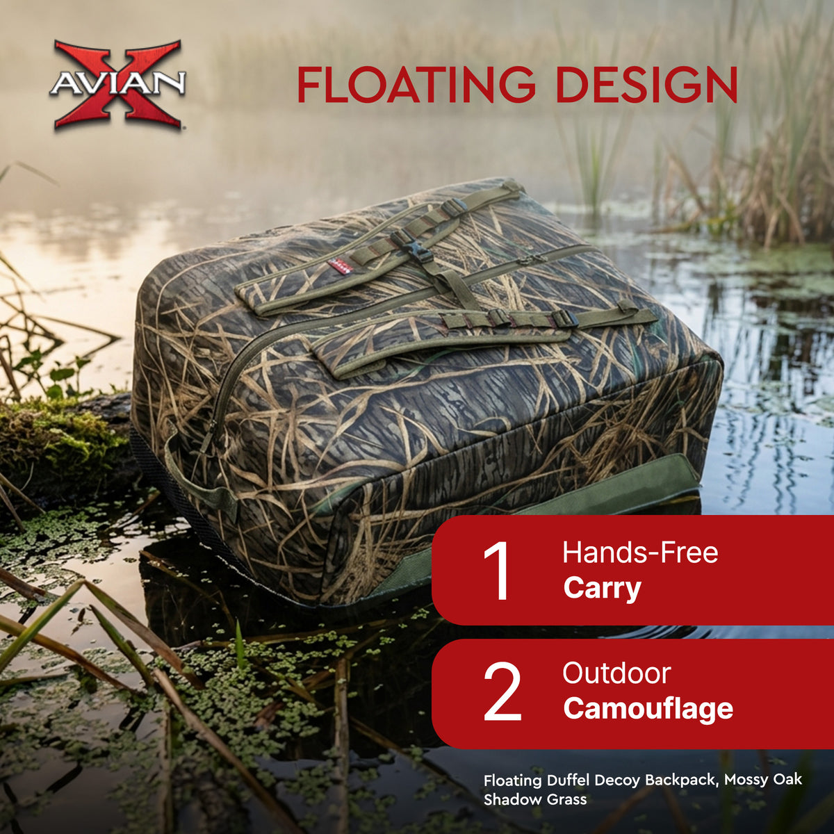 Avian X Floating Lumbar Blind Bag, Mossy Oak Shadowgrass, Up to 1300 cu in