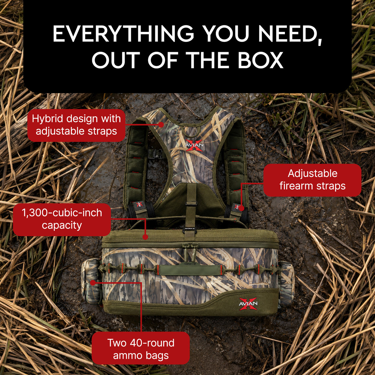 Avian X Floating Lumbar Blind Bag, Mossy Oak Shadowgrass, Up to 1300 cu in