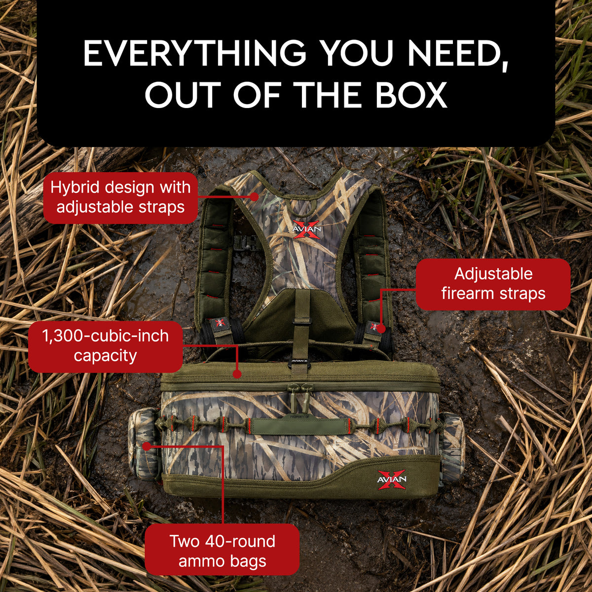 Avian X Floating Lumbar Blind Bag, Mossy Oak Bottomland, Up to 1300 cu. in.