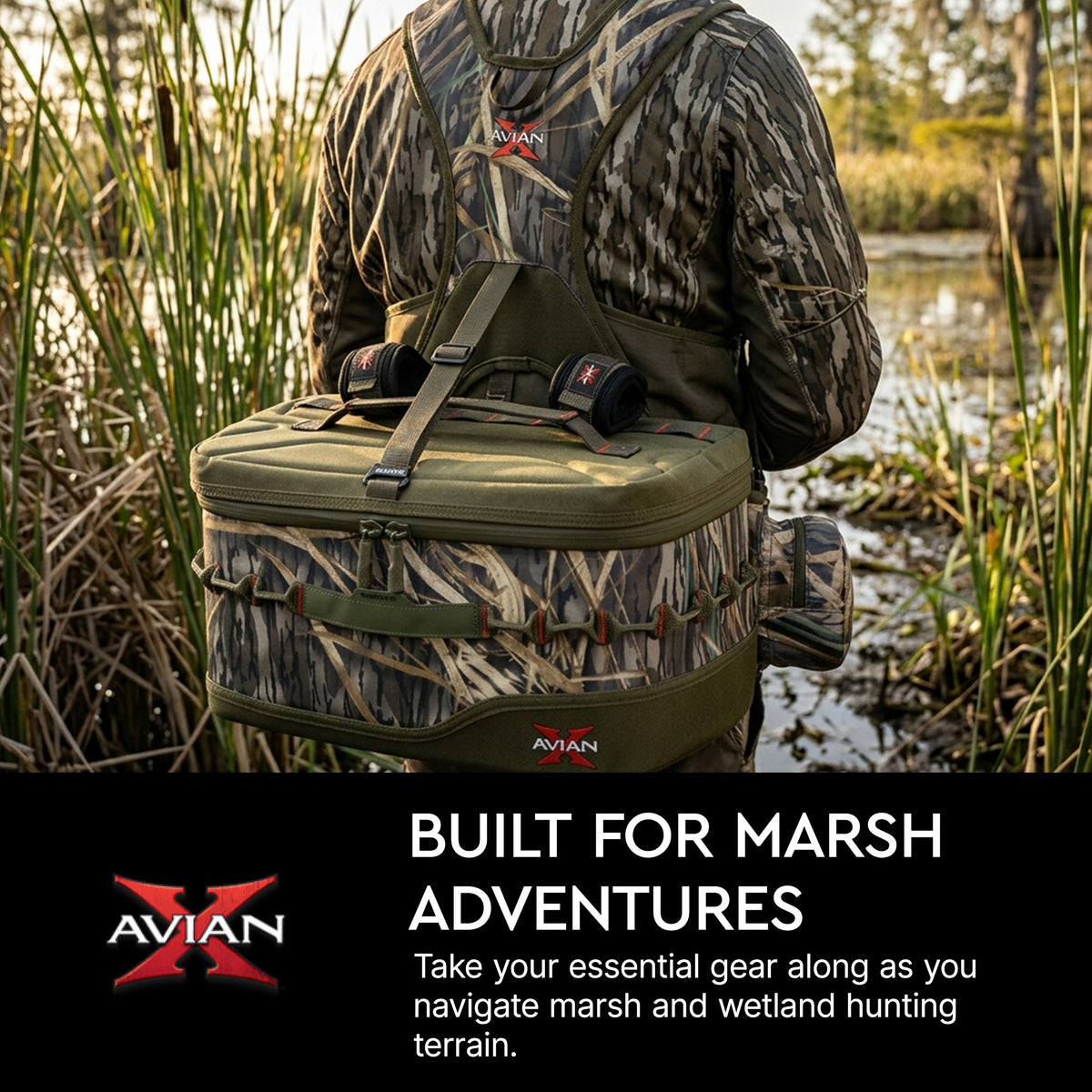 Avian X Floating Lumbar Blind Bag, Mossy Oak Bottomland, Up to 1300 cu. in.