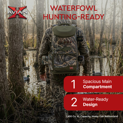 Avian X BA Backpack Hunting Gear Bag Mossy Oak Bottomland, Up to 1600 cu in