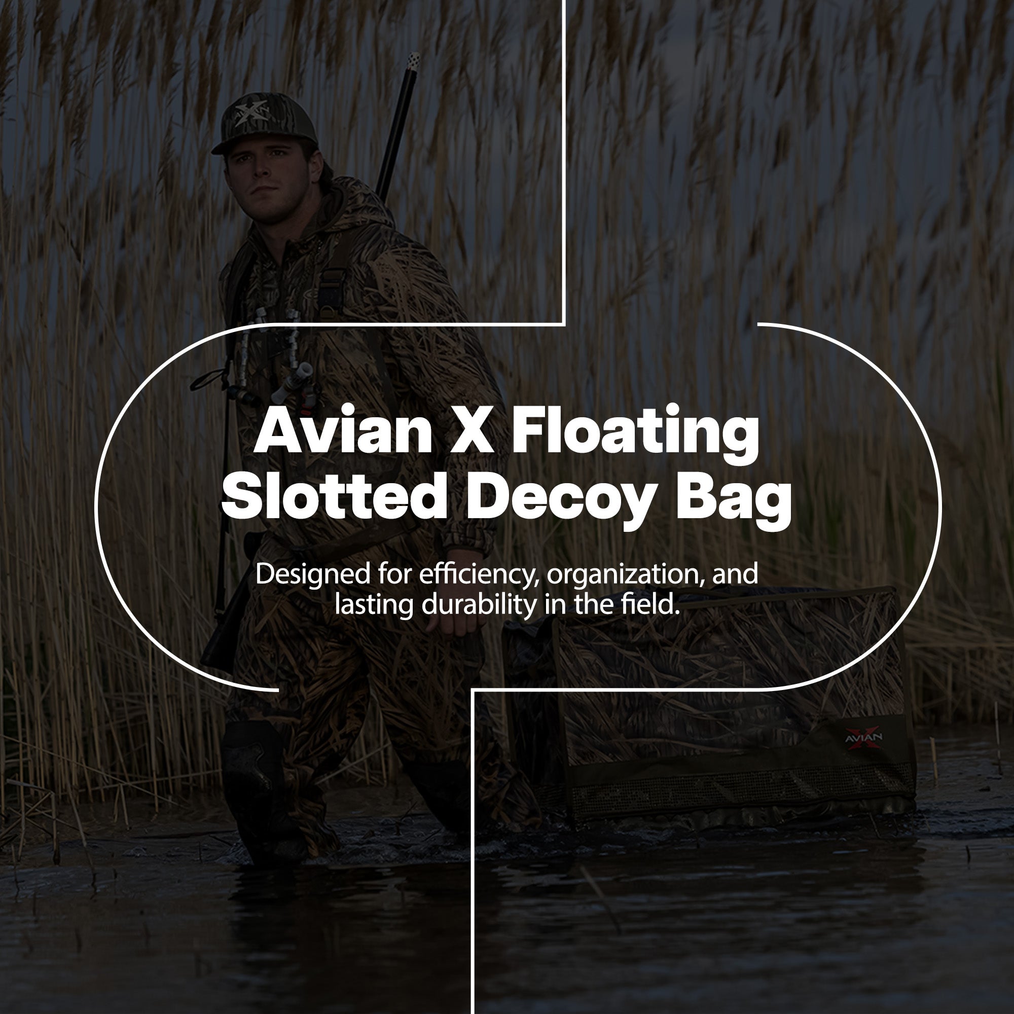 Avian-X Floating Slotted Decoy Bag with Zippered Lid and 12 Slots, Shadowgrass