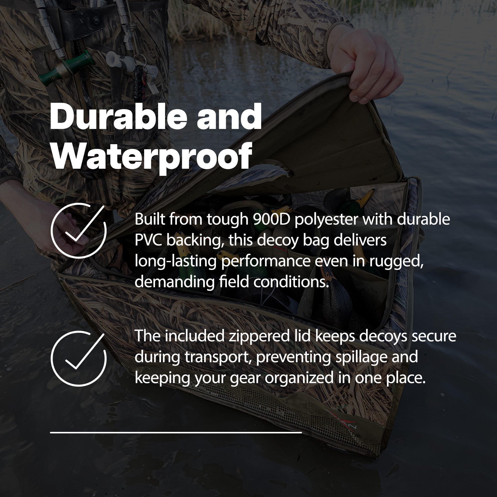 Avian-X Floating Slotted Decoy Bag with Zippered Lid and 12 Slots, Shadowgrass