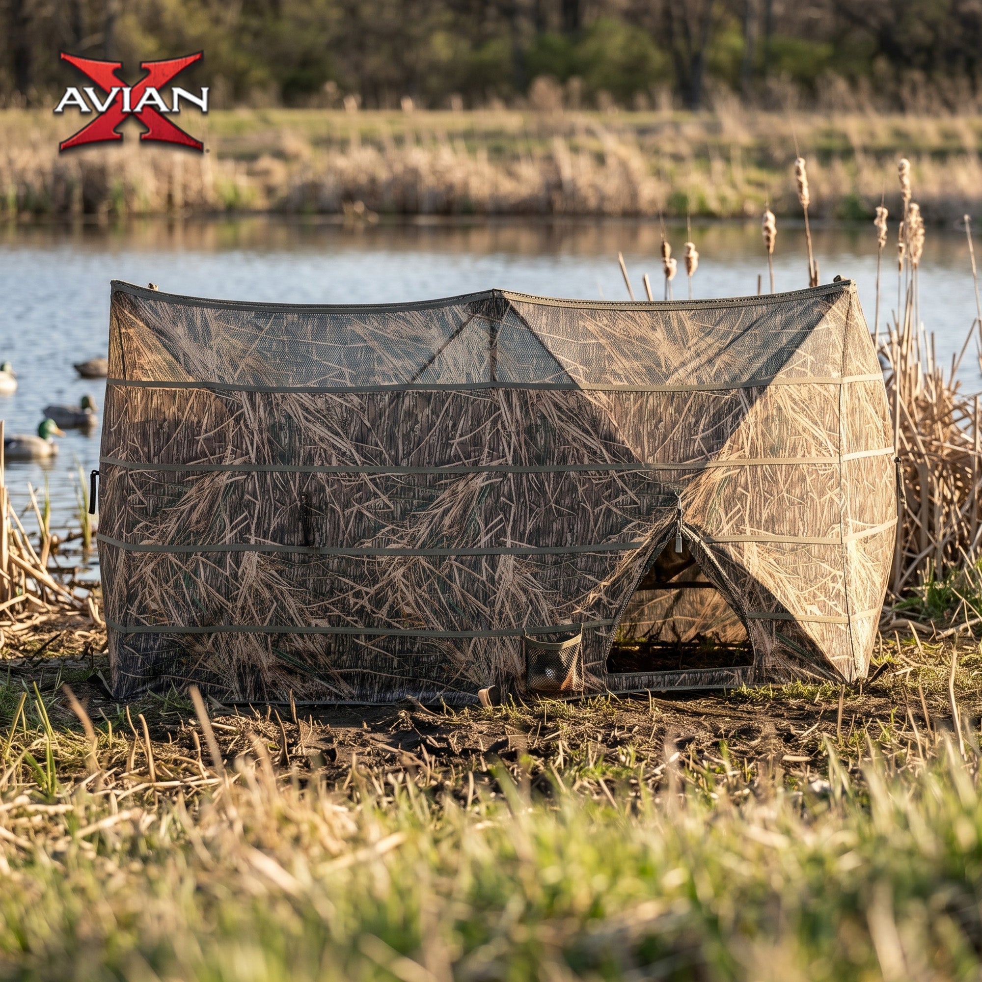 Avian-X Pop-Up X-Panel Waterfowl Blind, Lightweight Hub-Style Frame, Shadowgrass