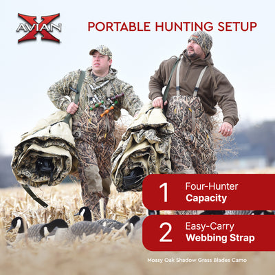Avian X A-Frame Portable Field Hunting Blind, Mossy Oak Shadow Grass Blades Camo