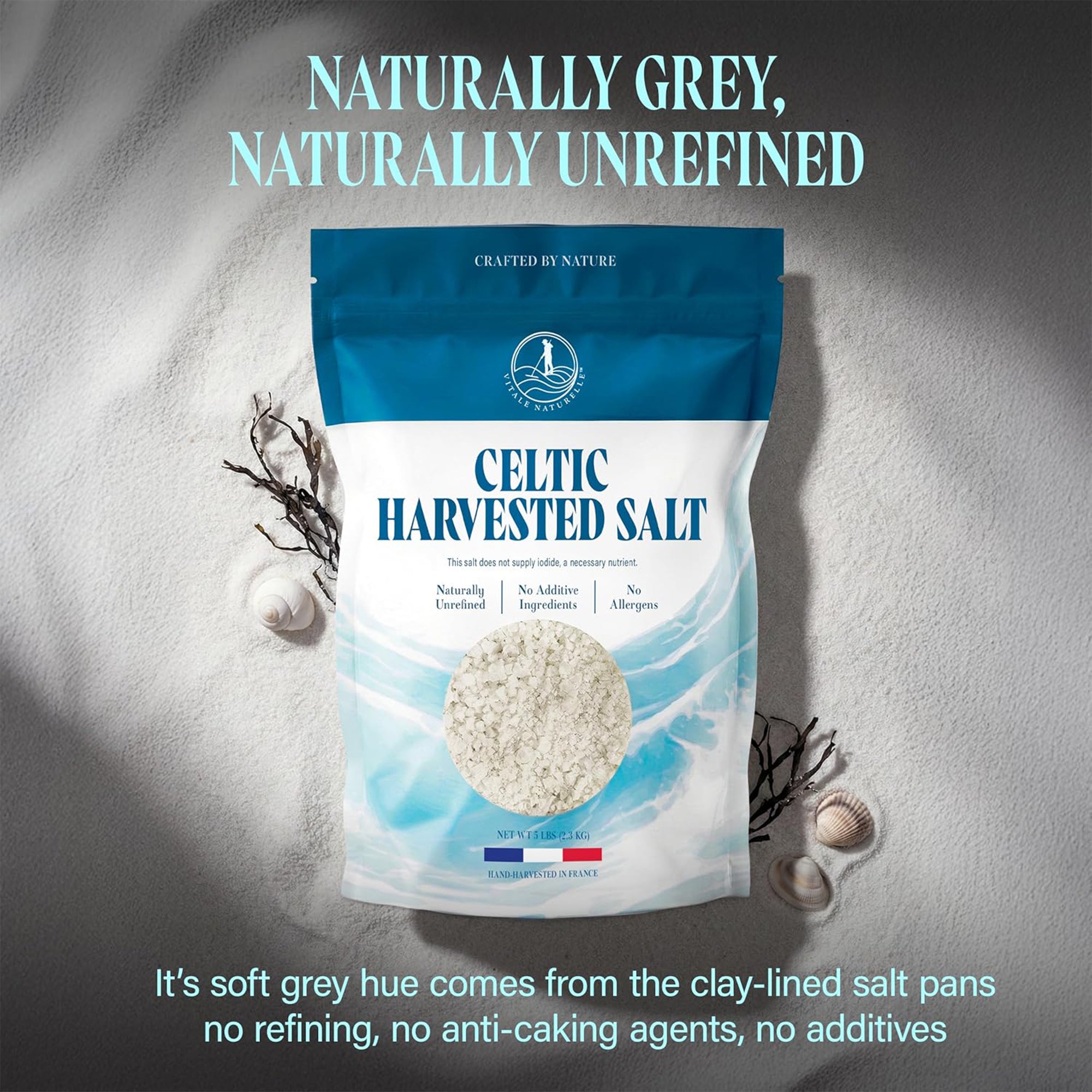 Vitale Naturelle Celtic Sea Salt for Cooking and Spa, Unrefined, 25-Lb Bulk Case