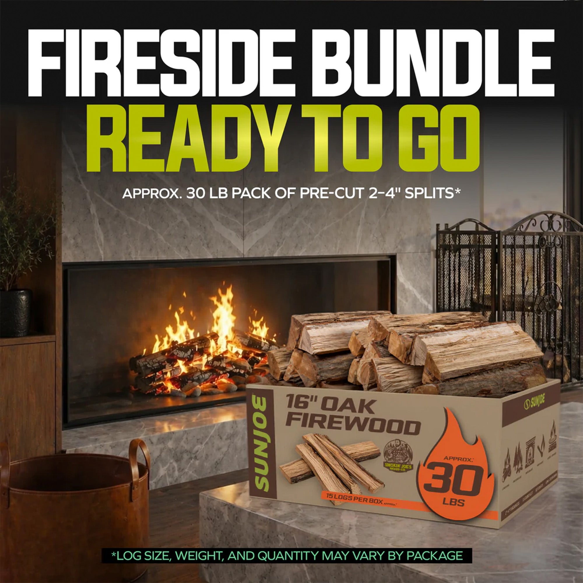 Sun Joe 16" Oak Firewood Fire Starter Sticks for Fireplace & Pits Use, (Used) - VMInnovations
