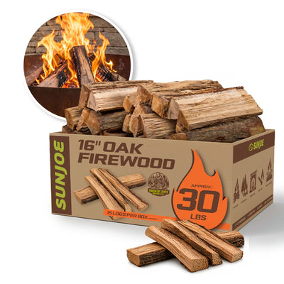 Sun Joe 16" Oak Firewood Fire Starter Sticks for Fireplace & Pits Use, 30 Lb Box - VMInnovations