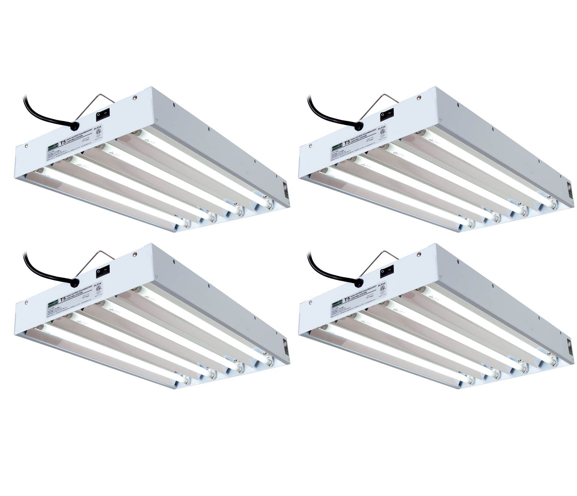 Hydrofarm FLT24 Agrobrite 4-Tube Hydroponic 2 Ft Grow Light Fixture 96W (4 Pack)