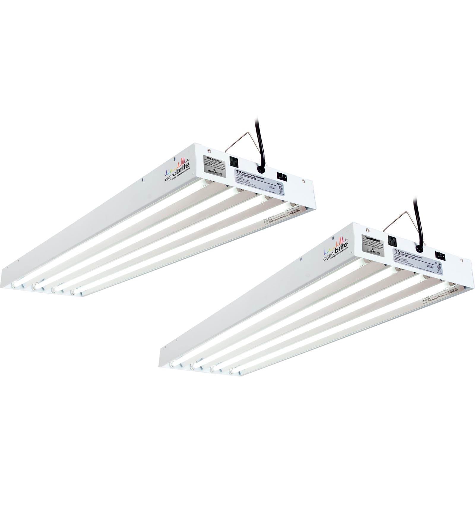 Hydrofarm FLT44 Agrobrite 4-Tube Hydroponic 4Ft Grow Light Fixture 216W (2 Pack) - VMInnovations