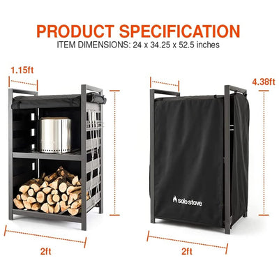 Solo Stove Station, 4.4ft Aluminum Firewood Rack & Cover for Outdoor Storage