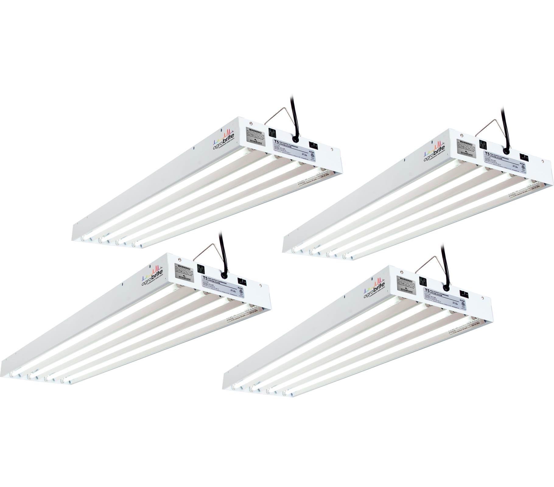 Hydrofarm FLT44 Agrobrite 4-Tube Hydroponic 4Ft Grow Light Fixture 216W (4 Pack) - VMInnovations