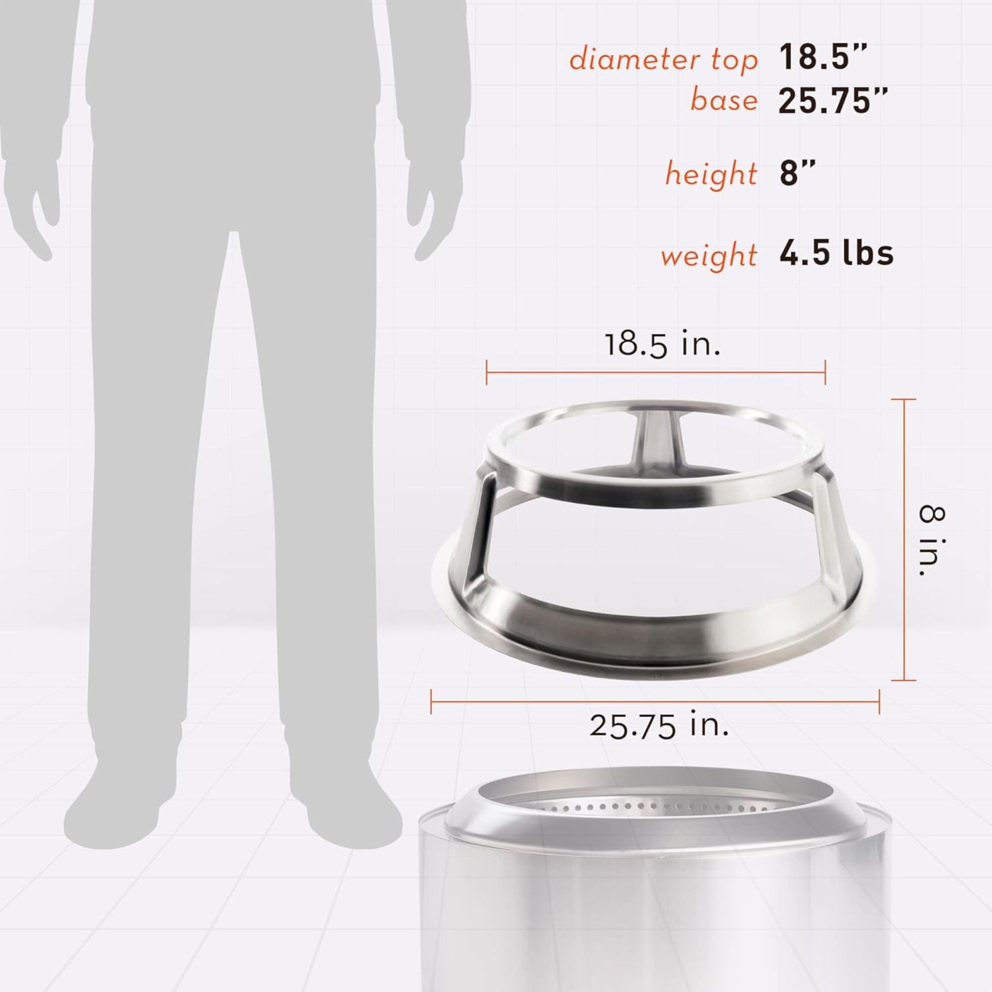 Solo Stove Stainless Steel 18.5" Hub for Yukon Fire Pit for Elevated Cooking